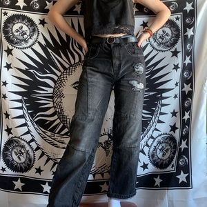 High Waisted Avirex Jeans with Patches